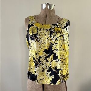 St. John Black and Yellow Floral Tank blouse size small